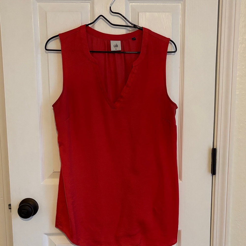 CAbi Vibrant Red V-Neck Sleeveless Blouse